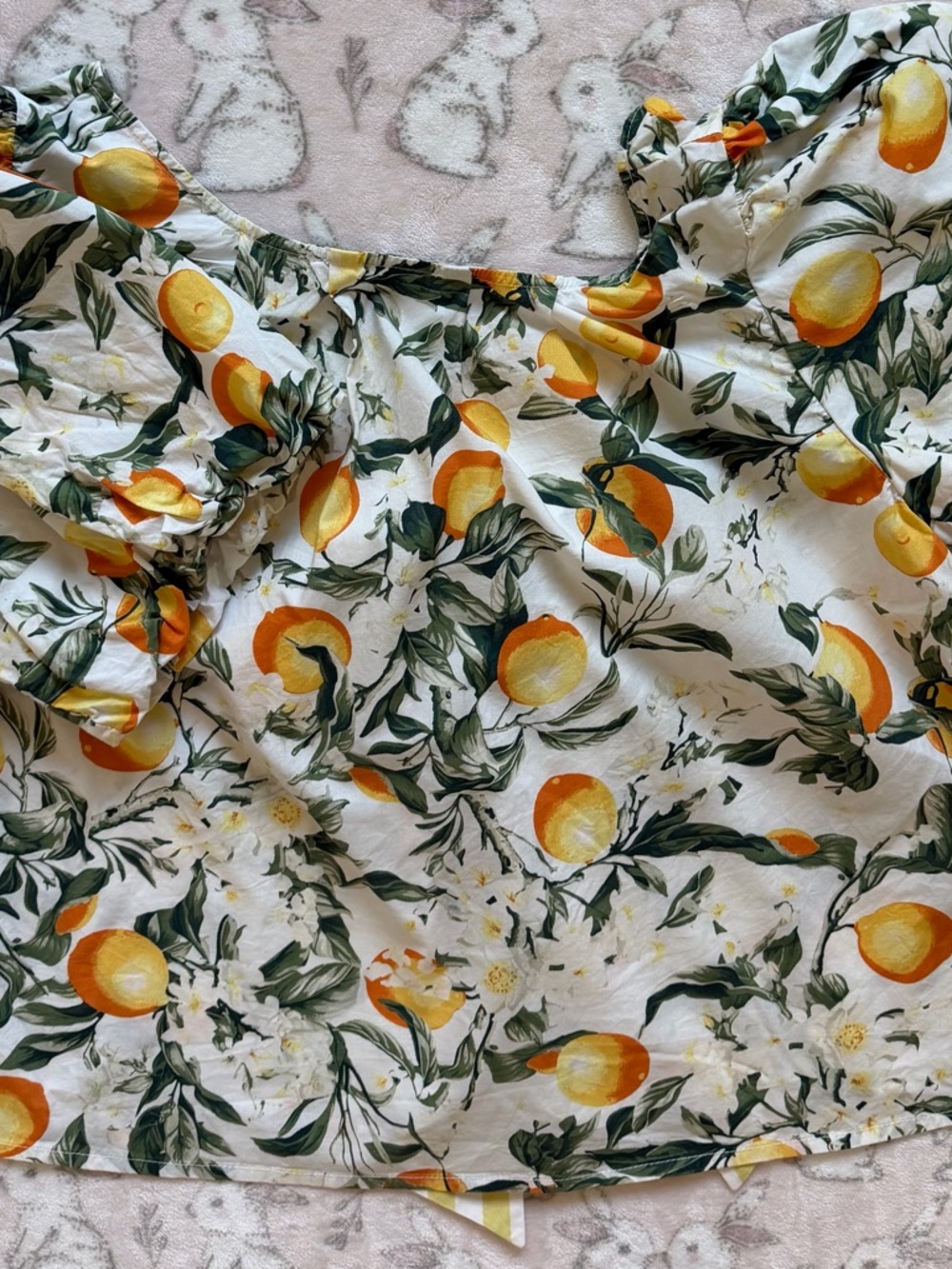Anthropologie Orange Print Top with BACK Striped Bow - Picture 2 of 3